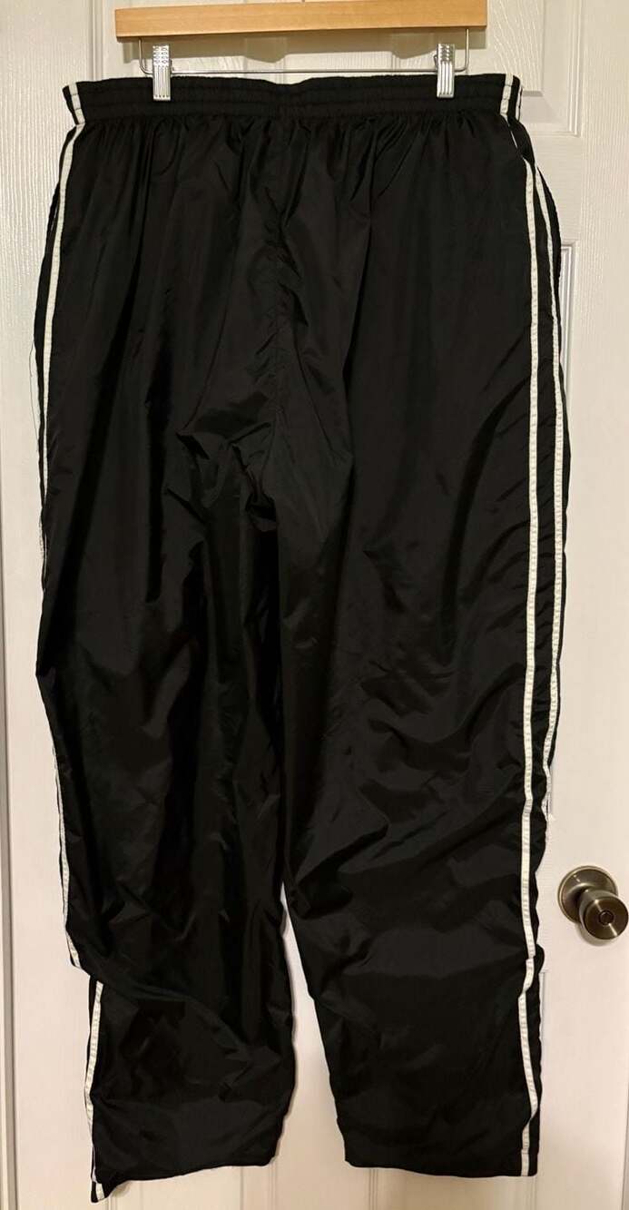 GUC Wilson Track Pants, XXL, Black w/ White Stripes, Zipper Sides,90’s, lined